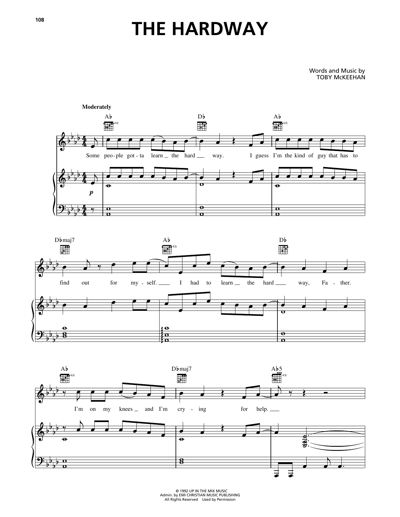 Download dc Talk The Hardway Sheet Music and learn how to play Piano, Vocal & Guitar (Right-Hand Melody) PDF digital score in minutes