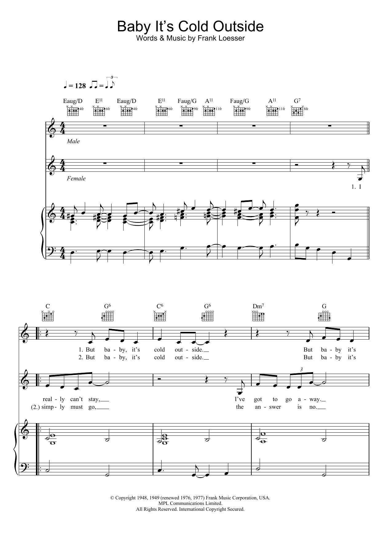 Download Dean Martin Baby, It's Cold Outside Sheet Music and learn how to play Lyrics Only PDF digital score in minutes