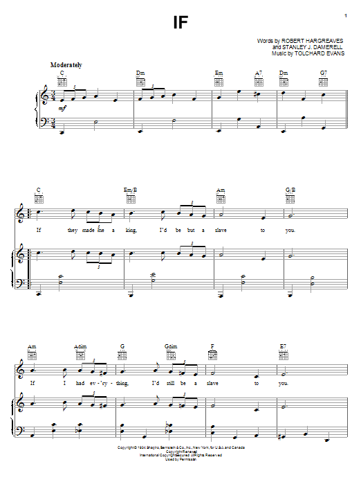 Download Dean Martin If Sheet Music and learn how to play Piano, Vocal & Guitar (Right-Hand Melody) PDF digital score in minutes