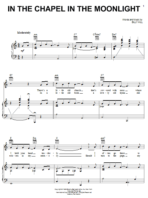 Download Dean Martin In The Chapel In The Moonlight Sheet Music and learn how to play Piano, Vocal & Guitar (Right-Hand Melody) PDF digital score in minutes