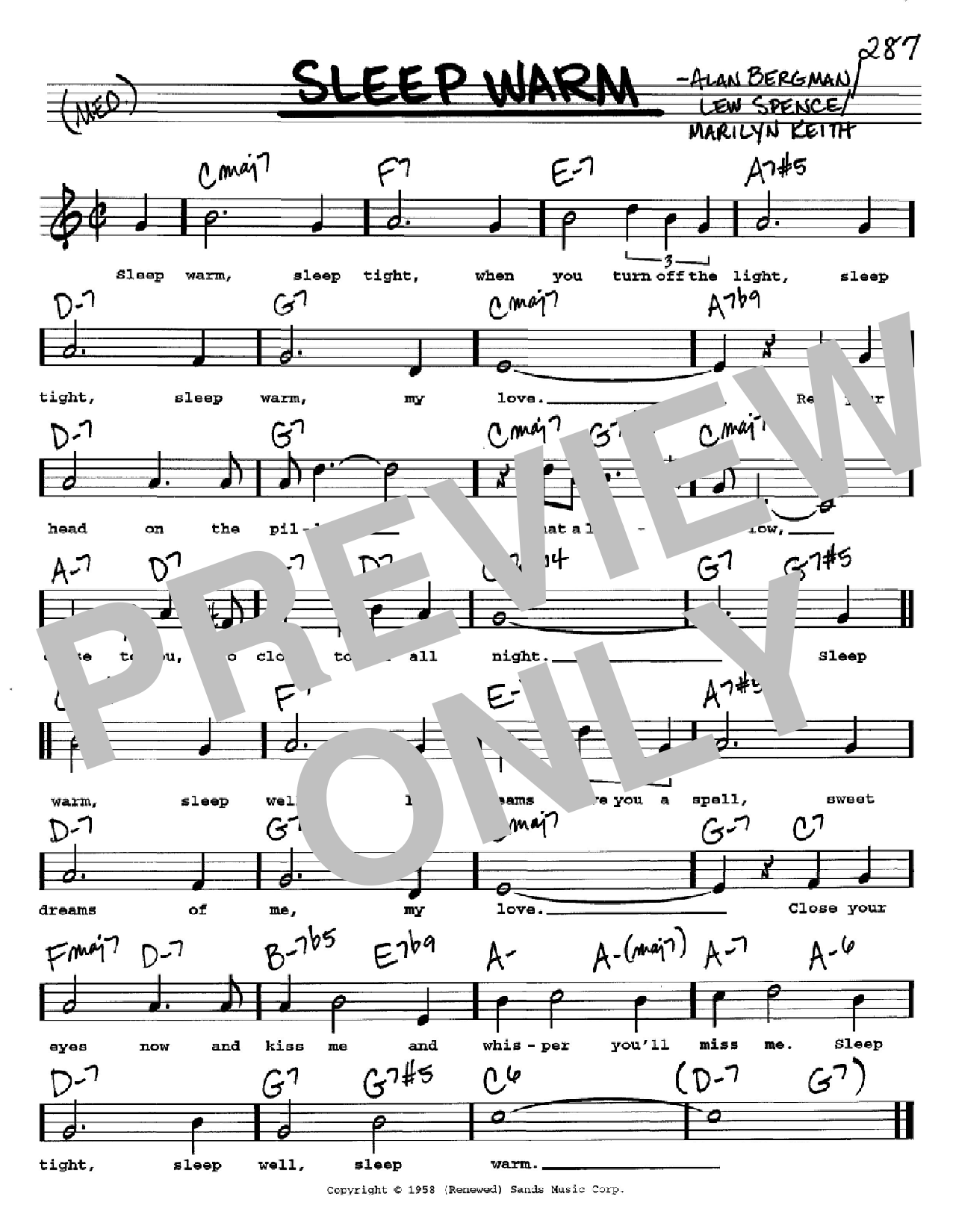 Download Dean Martin Sleep Warm Sheet Music and learn how to play Real Book - Melody, Lyrics & Chords - C Instruments PDF digital score in minutes
