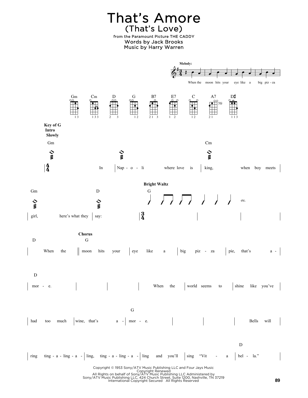 Download Dean Martin That's Amore (That's Love) (arr. Fred Sokolow) Sheet Music and learn how to play Mandolin PDF digital score in minutes