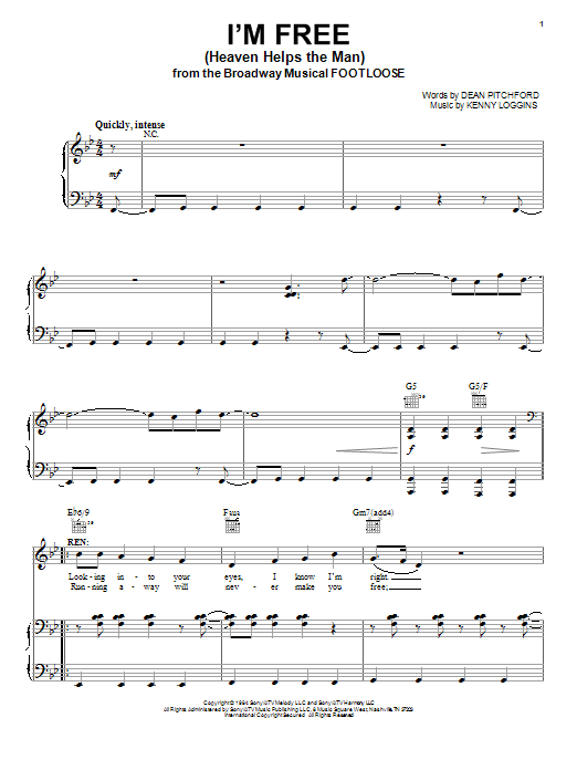 Download Dean Pitchford I'm Free (Heaven Helps The Man) Sheet Music and learn how to play Easy Piano PDF digital score in minutes