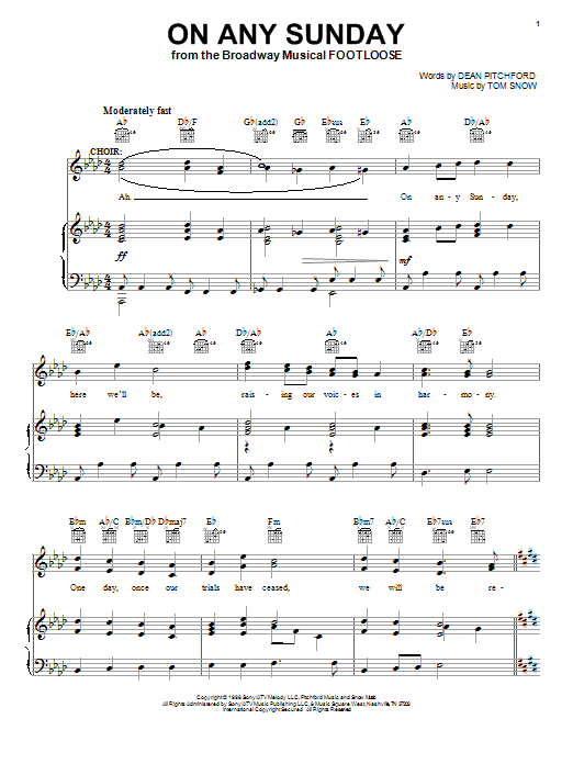 Download Dean Pitchford On Any Sunday Sheet Music and learn how to play Piano, Vocal & Guitar (Right-Hand Melody) PDF digital score in minutes