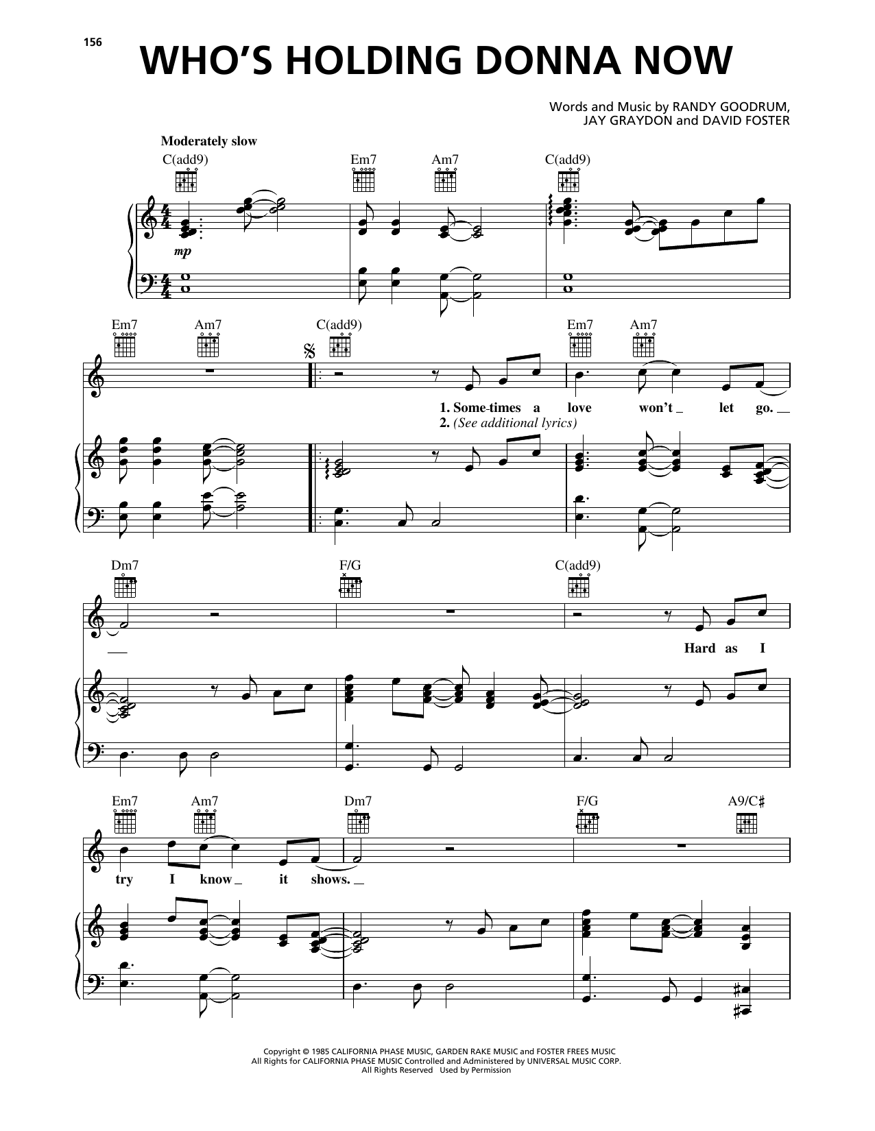 Download DeBarge Who's Holding Donna Now Sheet Music and learn how to play Piano, Vocal & Guitar Chords (Right-Hand Melody) PDF digital score in minutes