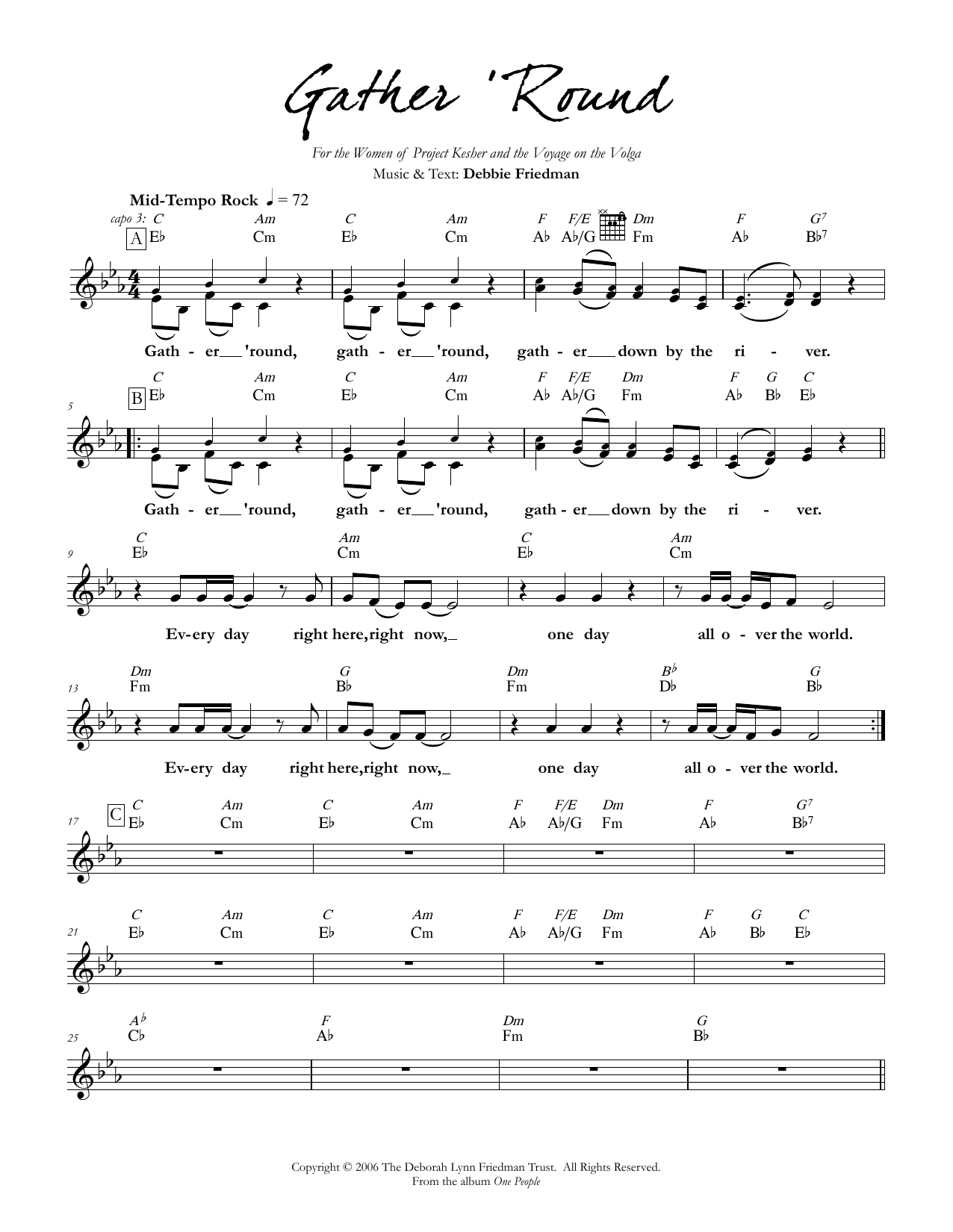 Download Debbie Friedman Gather 'Round Sheet Music and learn how to play Lead Sheet / Fake Book PDF digital score in minutes