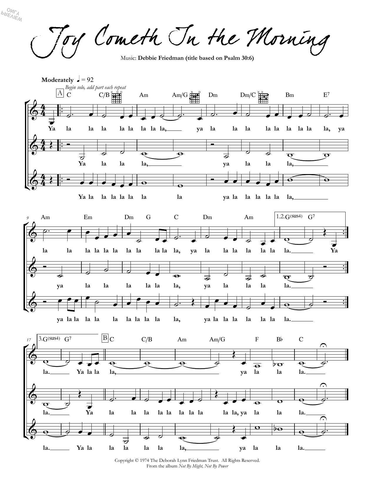 Download Debbie Friedman Joy Cometh In the Morning Sheet Music and learn how to play Lead Sheet / Fake Book PDF digital score in minutes