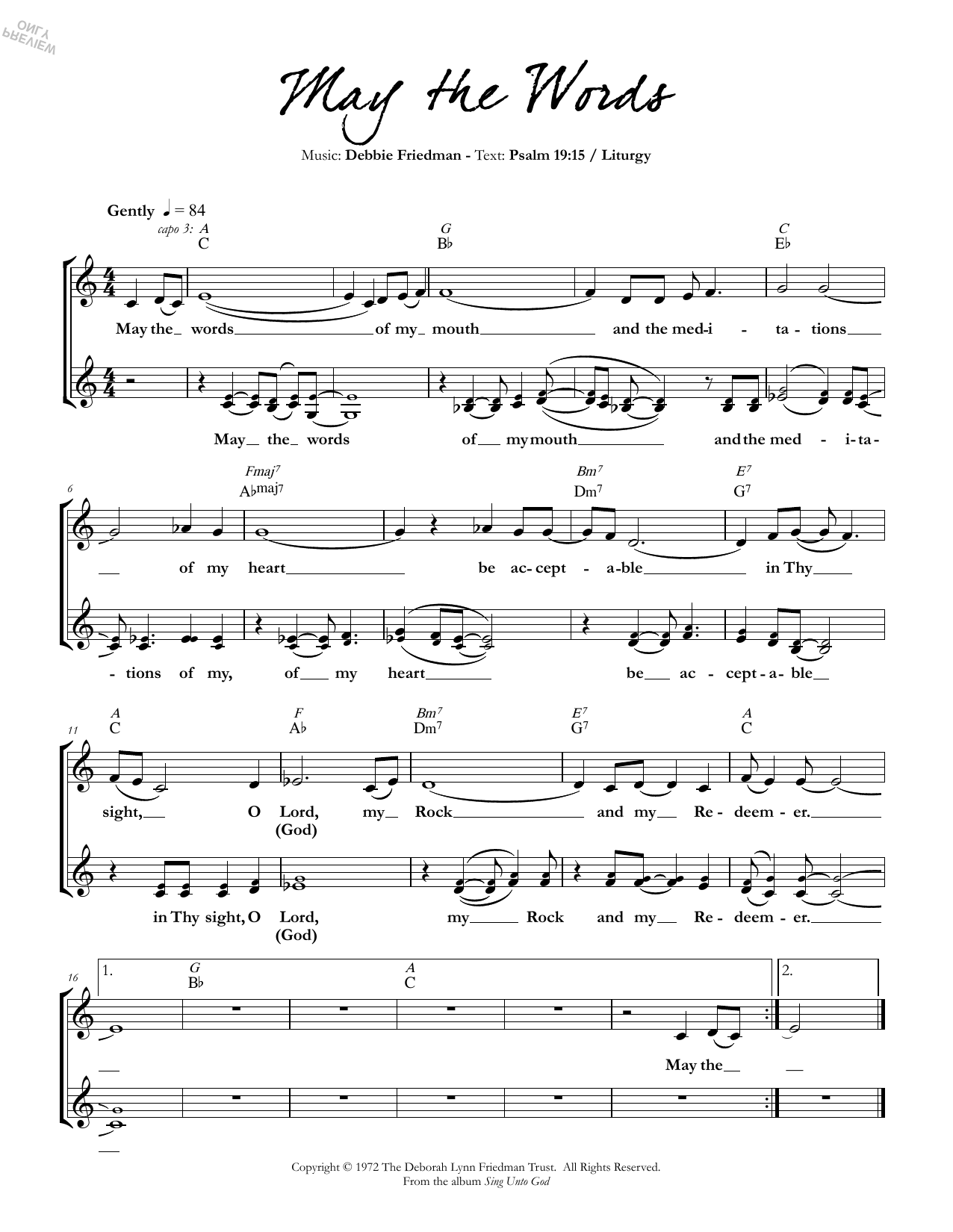 Download Debbie Friedman May the Words Sheet Music and learn how to play Lead Sheet / Fake Book PDF digital score in minutes