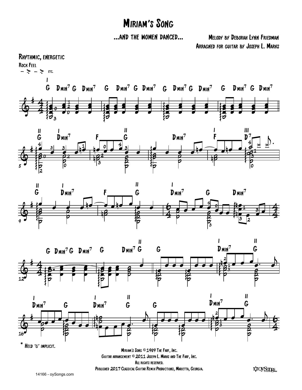 Download Debbie Friedman Miriam's Song (arr. Joe Marks) Sheet Music and learn how to play Solo Guitar PDF digital score in minutes