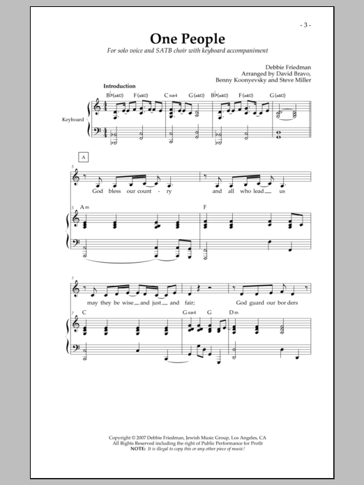 Download Debbie Friedman One People Sheet Music and learn how to play Lead Sheet / Fake Book PDF digital score in minutes