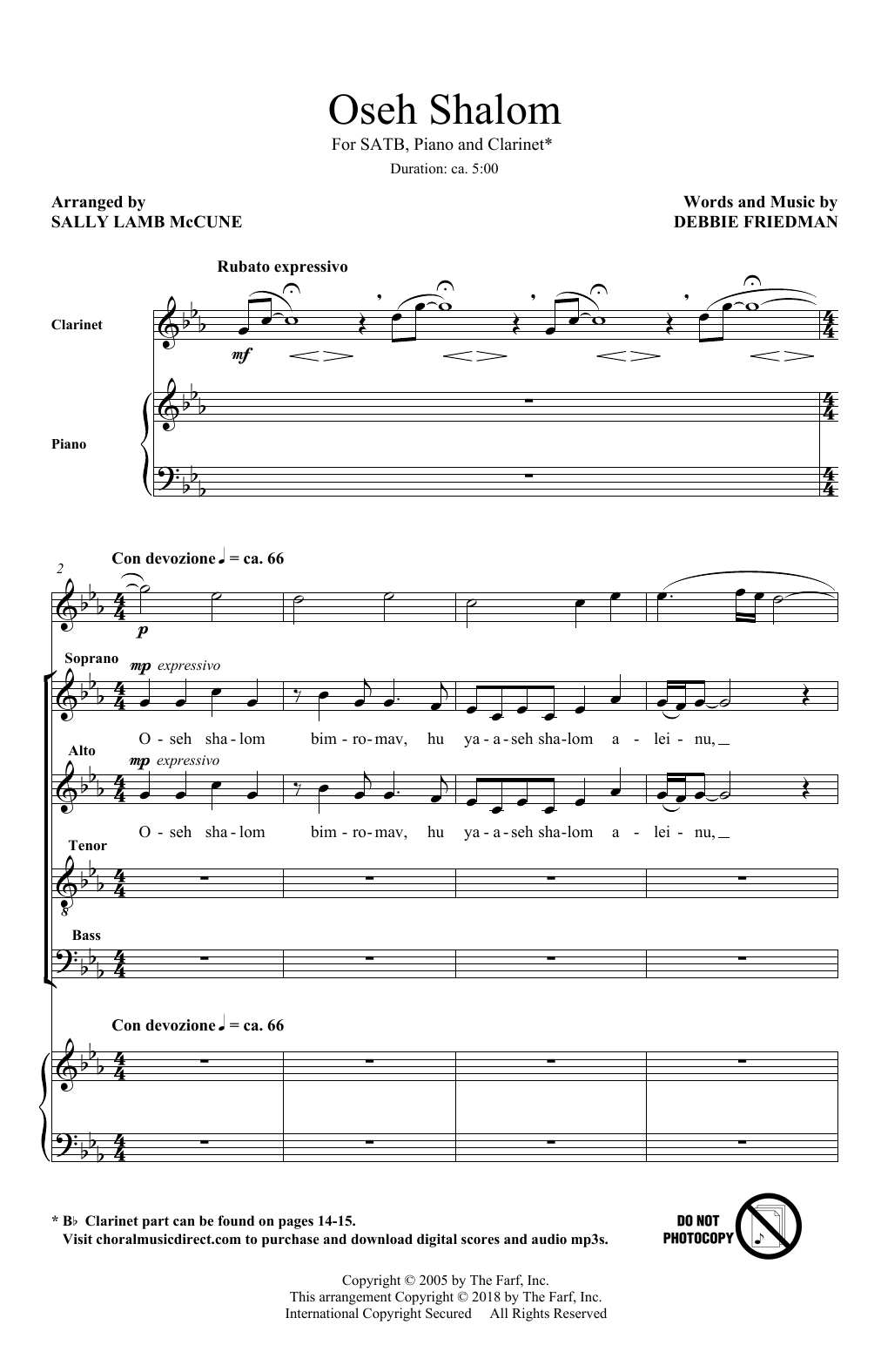 Download Debbie Friedman Oseh Shalom (arr. Sally Lamb McCune) Sheet Music and learn how to play SATB Choir PDF digital score in minutes