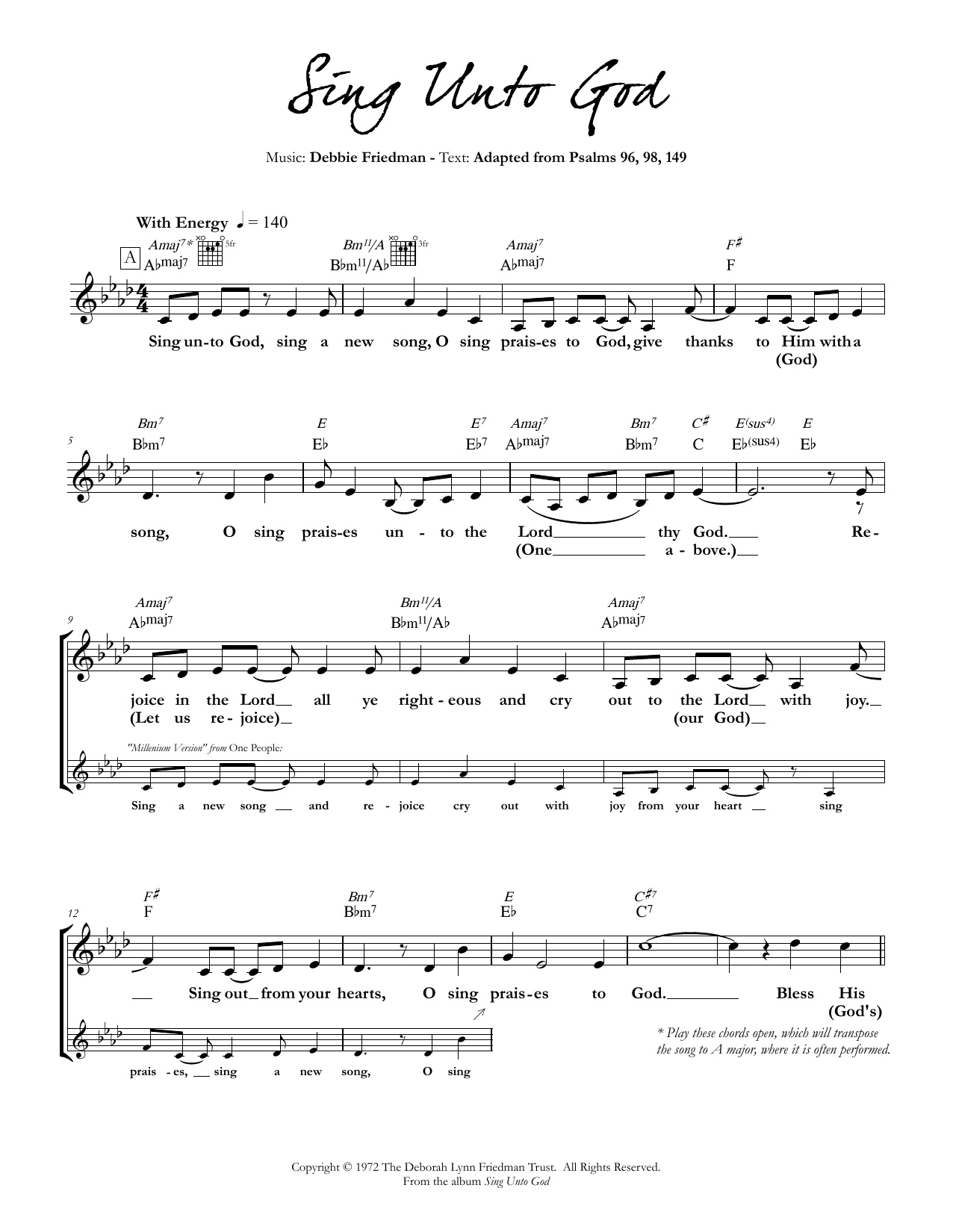 Download Debbie Friedman Sing Unto God Sheet Music and learn how to play Lead Sheet / Fake Book PDF digital score in minutes