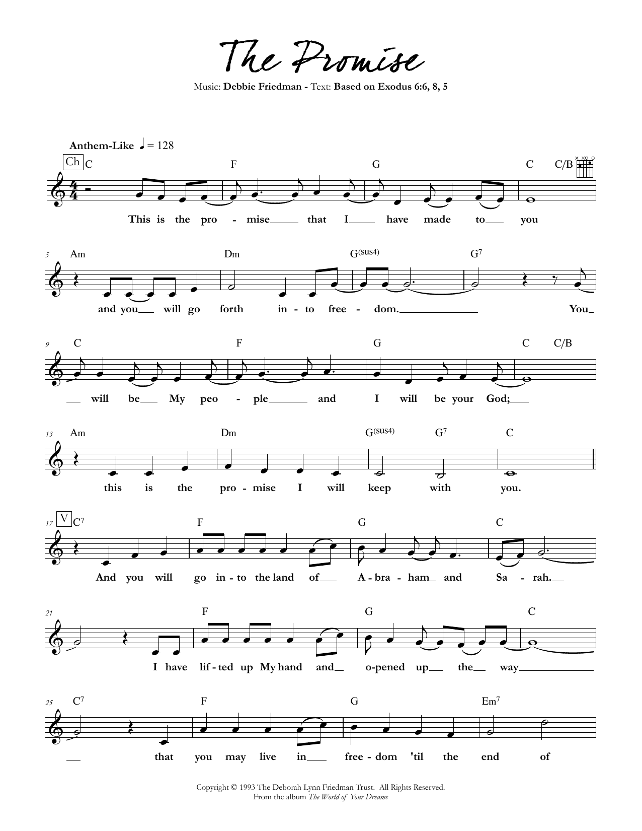Download Debbie Friedman The Promise Sheet Music and learn how to play Lead Sheet / Fake Book PDF digital score in minutes