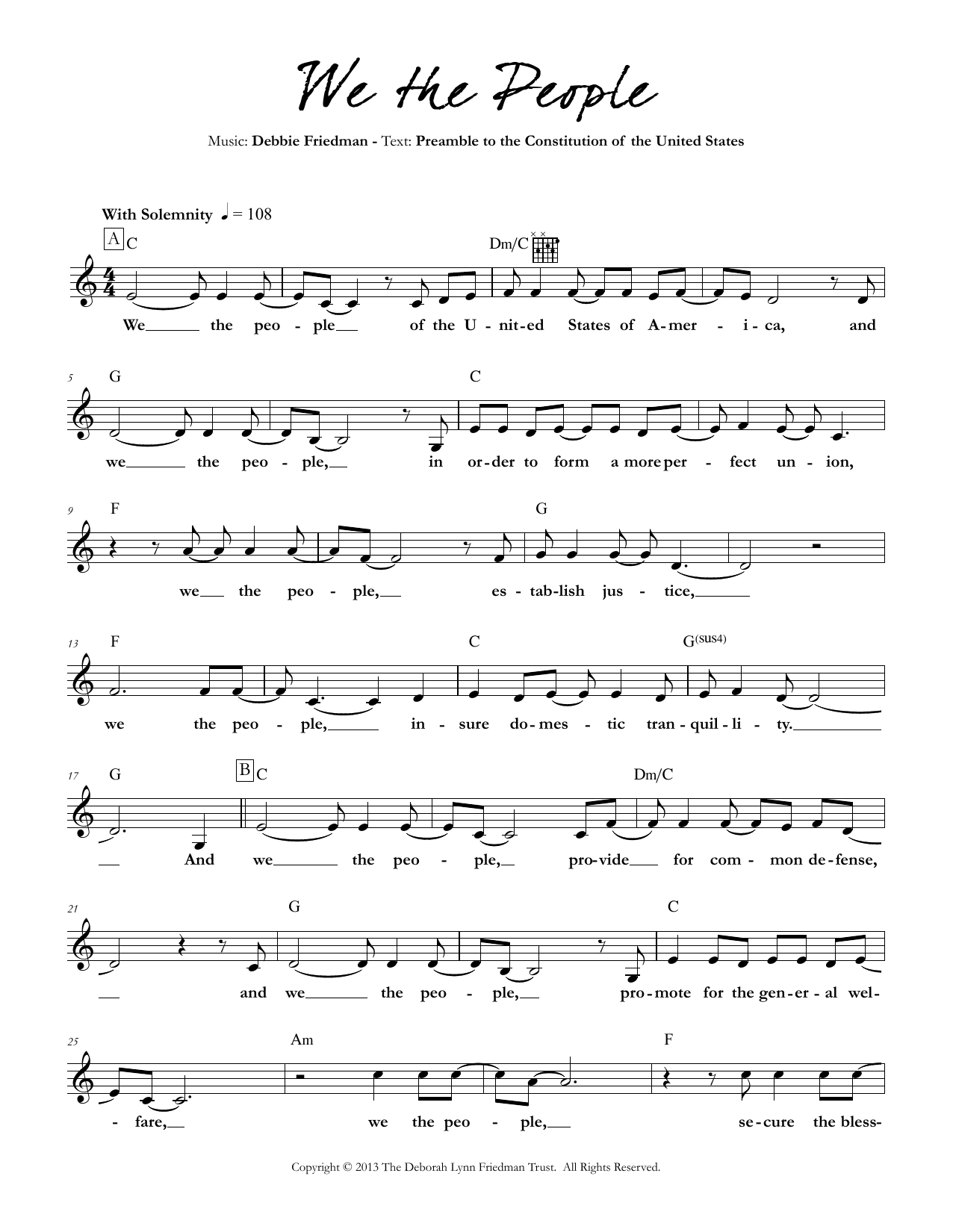 Download Debbie Friedman Wedding Vows Sheet Music and learn how to play Lead Sheet / Fake Book PDF digital score in minutes