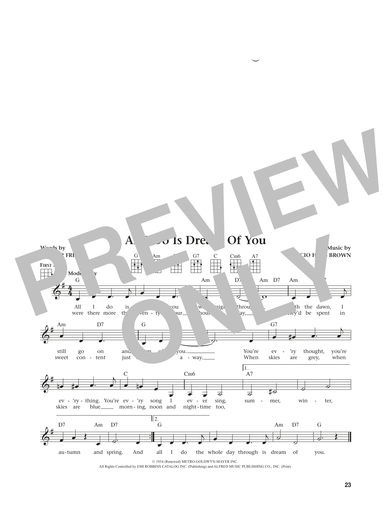 Download Debbie Reynolds All I Do Is Dream Of You (from The Daily Ukulele) (arr. Jim Beloff) Sheet Music and learn how to play Ukulele PDF digital score in minutes