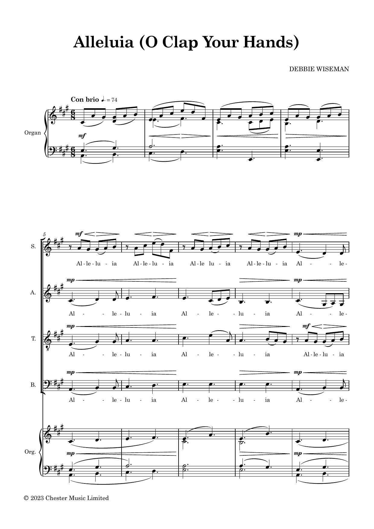 Download Debbie Wiseman Alleluia (O Clap Your Hands) Sheet Music and learn how to play SATB Choir PDF digital score in minutes