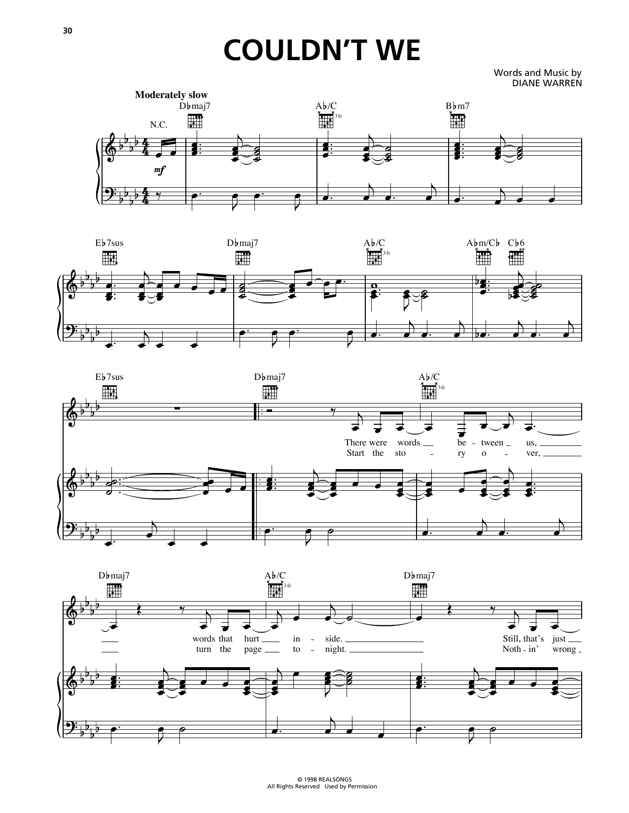 Download Deborah Cox Couldn't We Sheet Music and learn how to play Piano, Vocal & Guitar Chords (Right-Hand Melody) PDF digital score in minutes