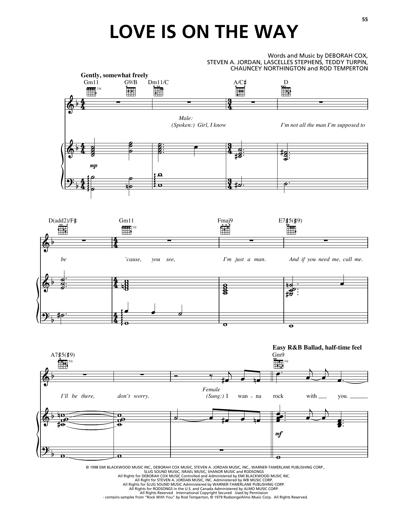Download Deborah Cox Love Is On The Way Sheet Music and learn how to play Piano, Vocal & Guitar Chords (Right-Hand Melody) PDF digital score in minutes