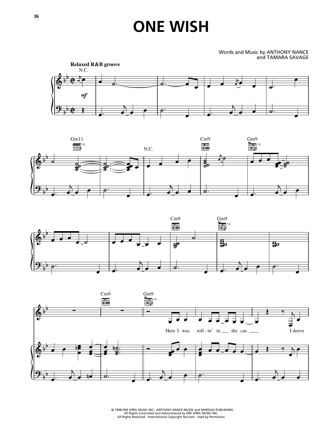 Download Deborah Cox One Wish Sheet Music and learn how to play Piano, Vocal & Guitar Chords (Right-Hand Melody) PDF digital score in minutes