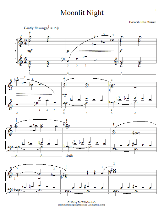 Download Deborah Ellis Suarez Moonlit Night Sheet Music and learn how to play Easy Piano PDF digital score in minutes