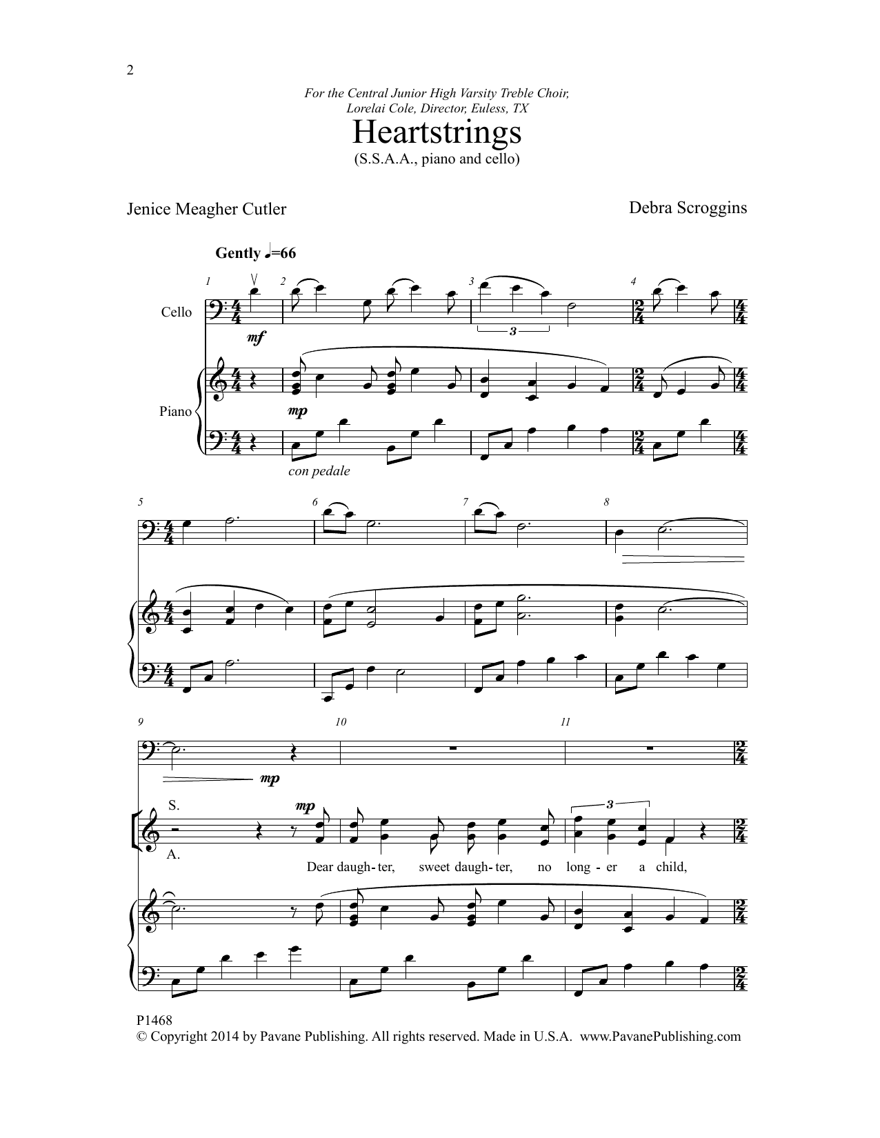 Download Debra Scroggins Heartstrings Sheet Music and learn how to play SSAA Choir PDF digital score in minutes