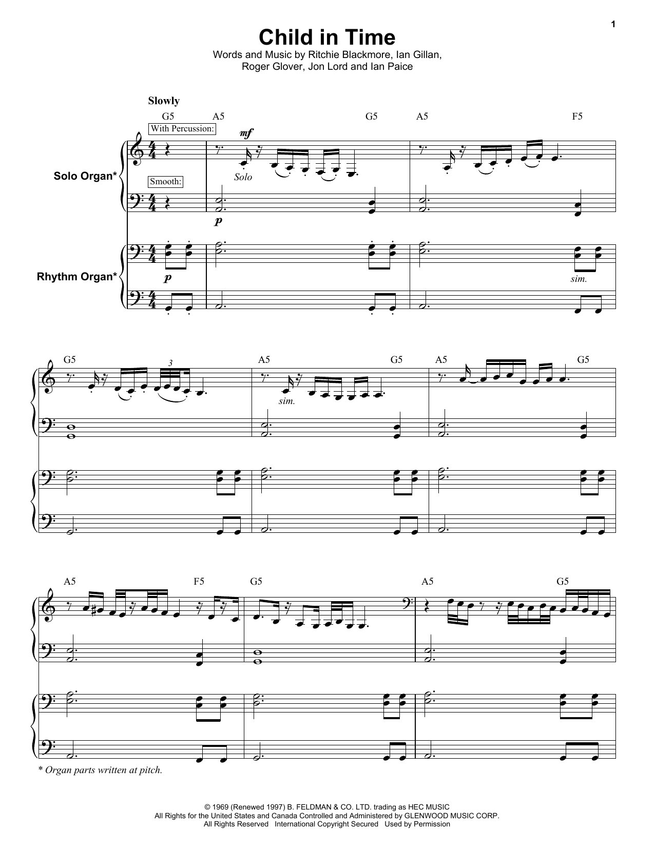 Download Deep Purple Child In Time Sheet Music and learn how to play Keyboard Transcription PDF digital score in minutes