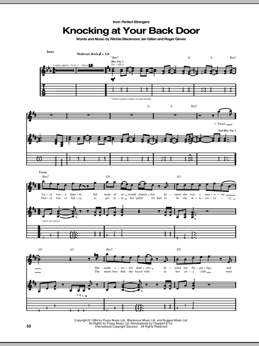 Download Deep Purple Knocking At Your Back Door Sheet Music and learn how to play Keyboard Transcription PDF digital score in minutes