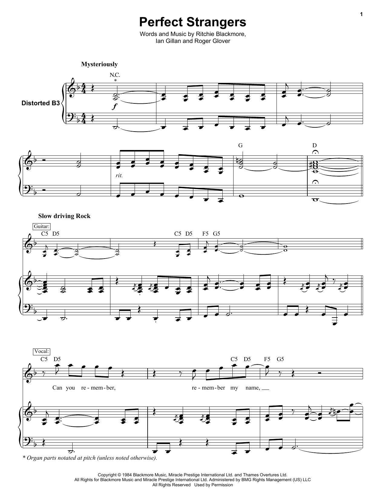 Download Deep Purple Perfect Strangers Sheet Music and learn how to play Drums Transcription PDF digital score in minutes