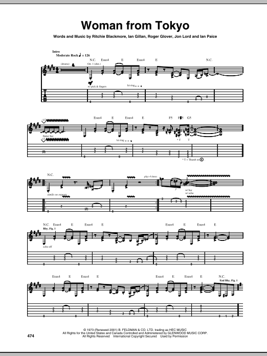 Download Deep Purple Woman From Tokyo Sheet Music and learn how to play Keyboard Transcription PDF digital score in minutes