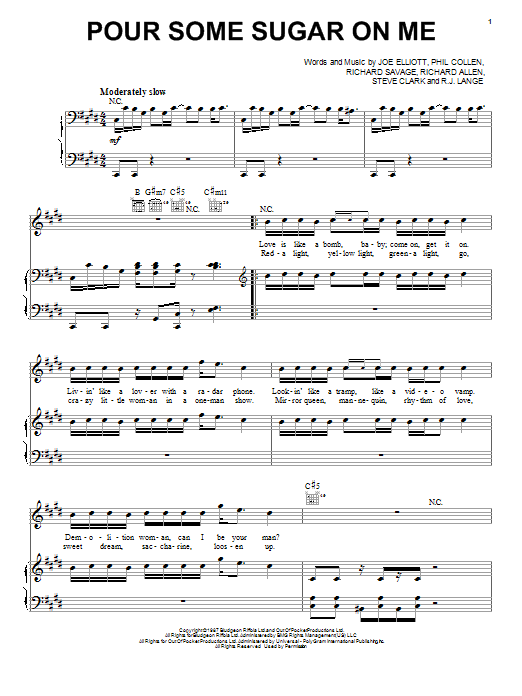 Download Def Leppard Pour Some Sugar On Me Sheet Music and learn how to play Easy Guitar PDF digital score in minutes