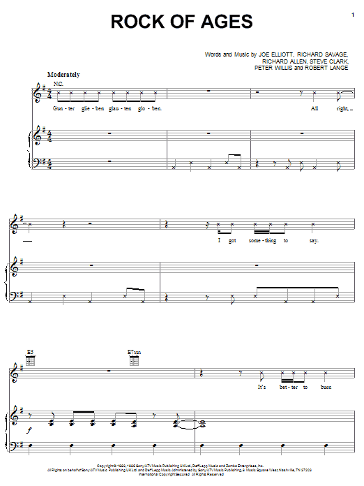 Download Def Leppard Rock Of Ages Sheet Music and learn how to play Guitar Tab PDF digital score in minutes