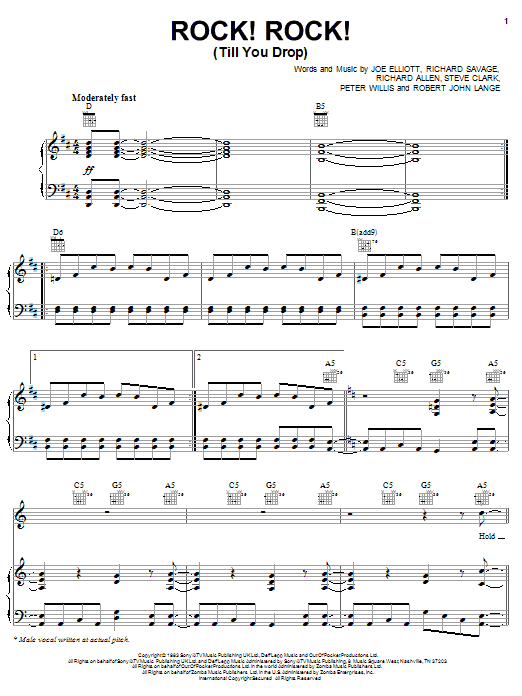 Download Def Leppard Rock! Rock! (Till You Drop) Sheet Music and learn how to play Guitar Tab PDF digital score in minutes