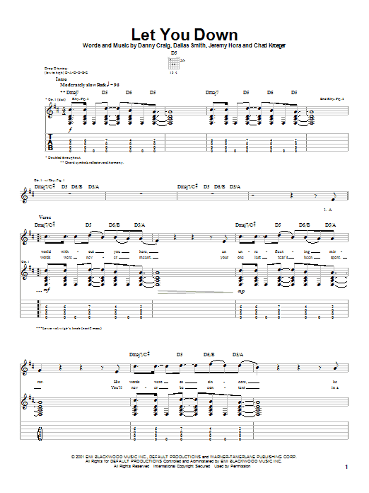 Download Default Let You Down Sheet Music and learn how to play Guitar Tab PDF digital score in minutes