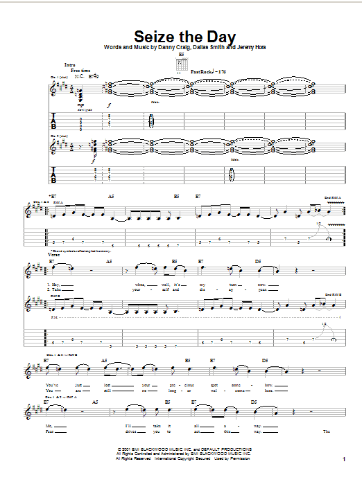 Download Default Seize The Day Sheet Music and learn how to play Guitar Tab PDF digital score in minutes