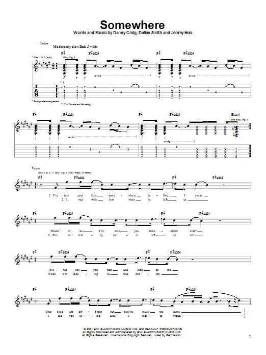 Download Default Somewhere Sheet Music and learn how to play Guitar Tab PDF digital score in minutes