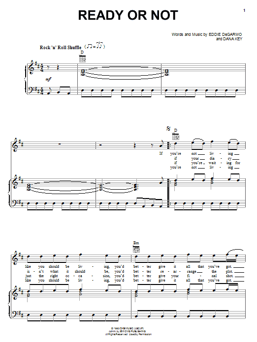 Download DeGarmo & Key Ready Or Not Sheet Music and learn how to play Piano, Vocal & Guitar (Right-Hand Melody) PDF digital score in minutes