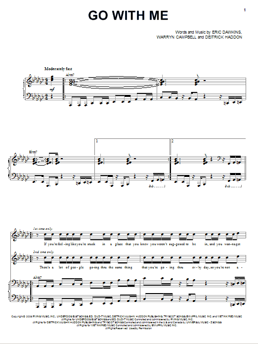 Download Deitrick Haddon Go With Me Sheet Music and learn how to play Piano & Vocal PDF digital score in minutes