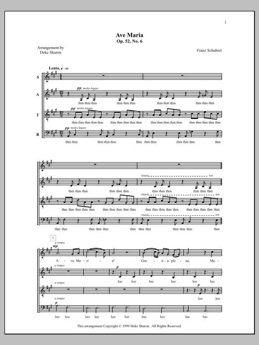 Download Deke Sharon Ave Maria Sheet Music and learn how to play SATB Choir PDF digital score in minutes