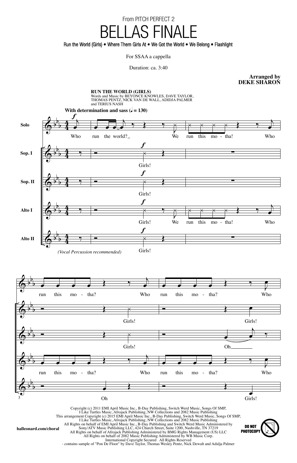 Download Deke Sharon Bellas Finale Sheet Music and learn how to play SSA PDF digital score in minutes