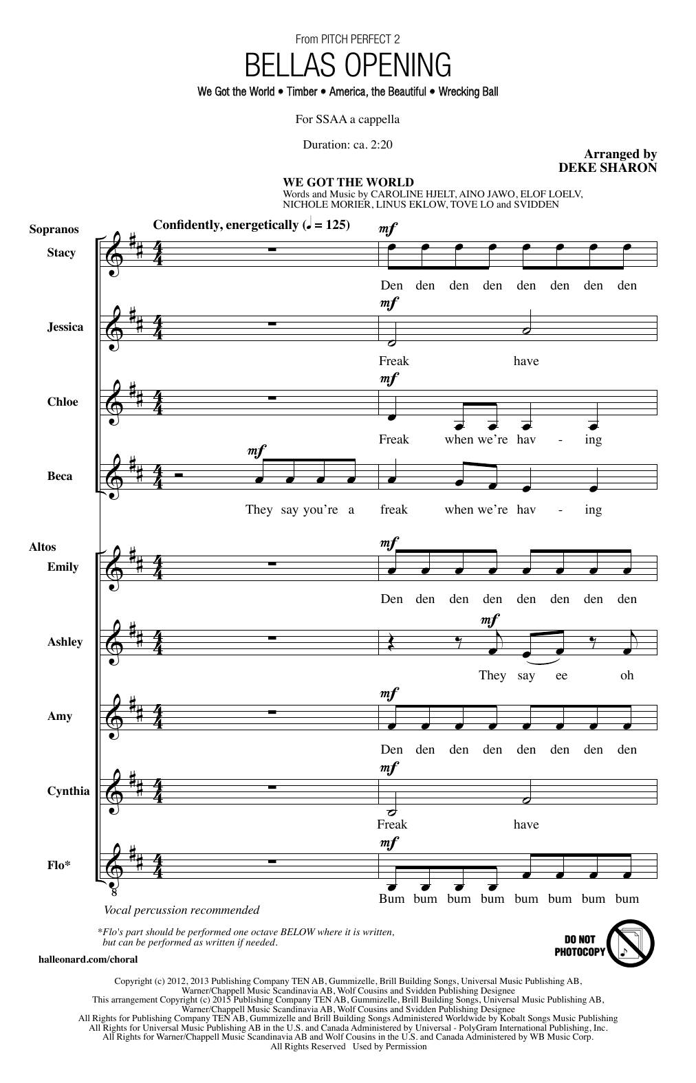 Download Deke Sharon Bellas Opening Sheet Music and learn how to play SSA PDF digital score in minutes