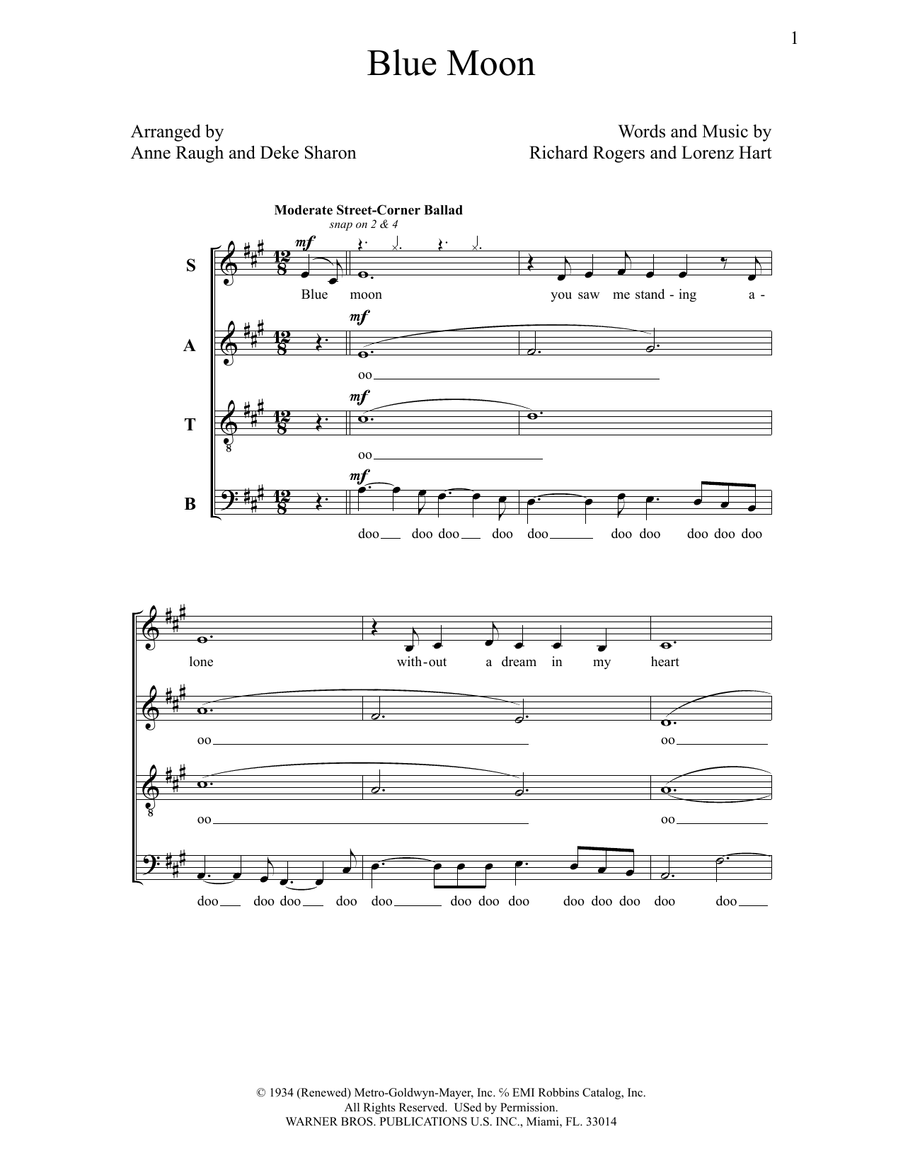 Download Deke Sharon Blue Moon Sheet Music and learn how to play SATB Choir PDF digital score in minutes
