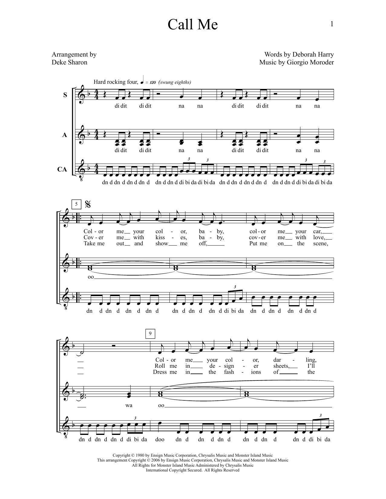 Download Deke Sharon Call Me Sheet Music and learn how to play SAT Choir PDF digital score in minutes