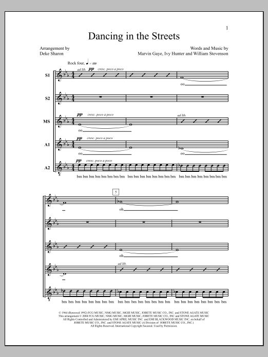 Download Deke Sharon Dancing in the Streets Sheet Music and learn how to play SSAA Choir PDF digital score in minutes