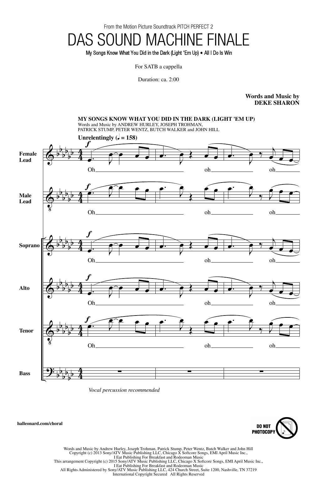Download Deke Sharon Das Sound Machine Finale Sheet Music and learn how to play SATB PDF digital score in minutes