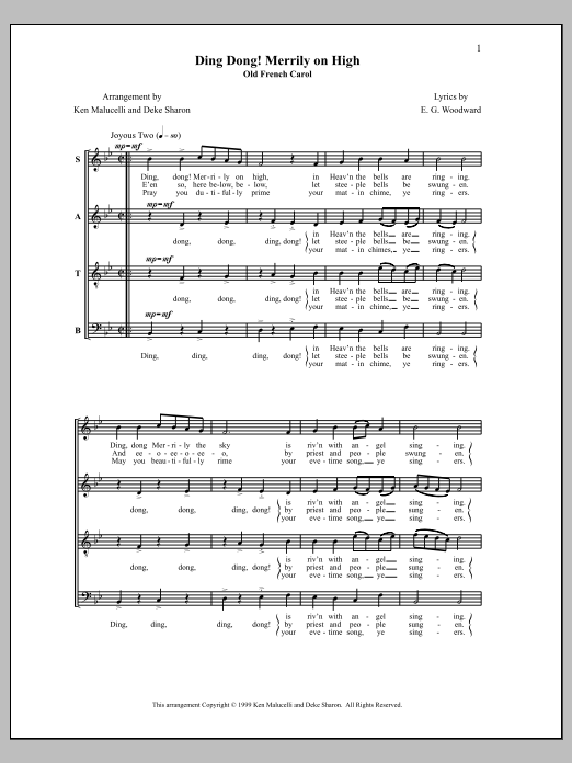 Download Deke Sharon Ding Dong! Merrily On High Sheet Music and learn how to play SATB Choir PDF digital score in minutes