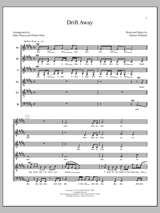 Download Deke Sharon Drift Away Sheet Music and learn how to play Choir PDF digital score in minutes