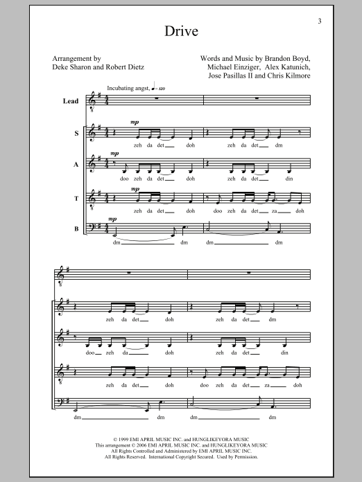Download Deke Sharon Drive Sheet Music and learn how to play TTBB Choir PDF digital score in minutes