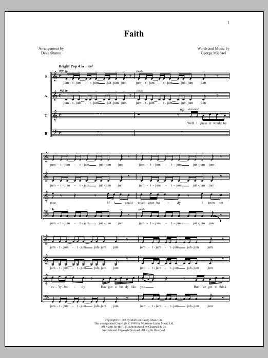 Download Deke Sharon Faith Sheet Music and learn how to play SATB Choir PDF digital score in minutes