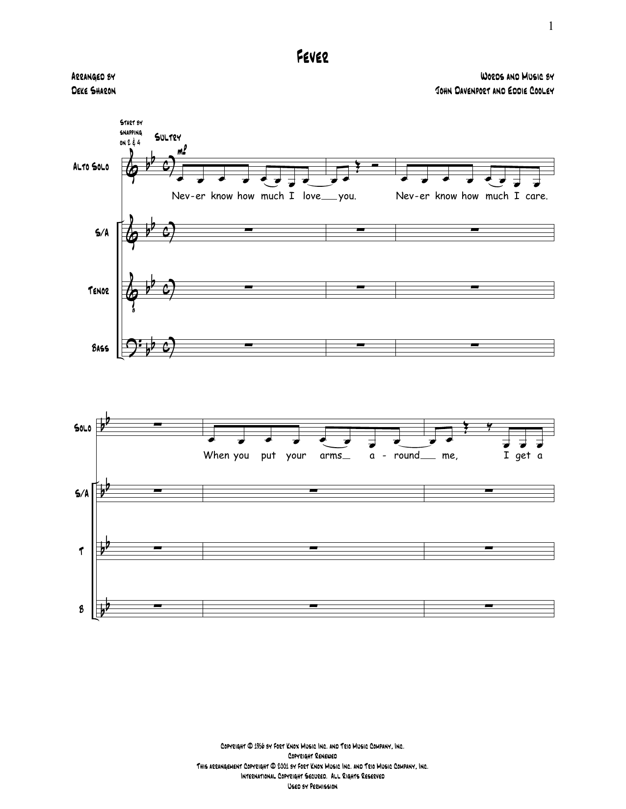 Download Deke Sharon Fever Sheet Music and learn how to play SATB Choir PDF digital score in minutes