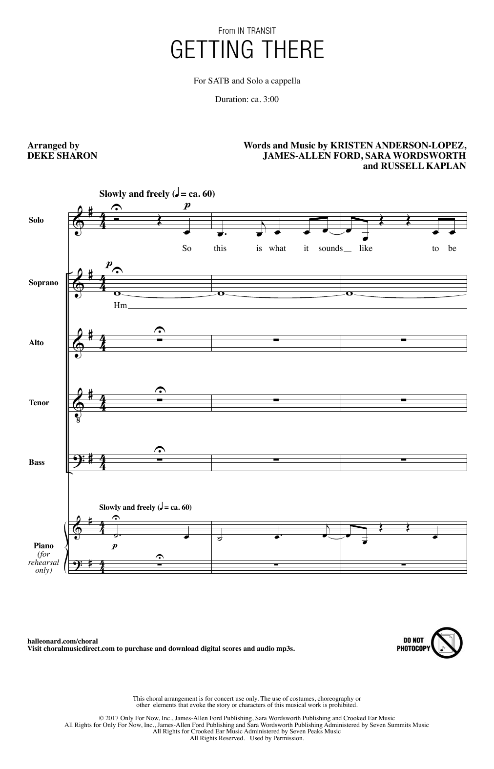 Download Deke Sharon Getting There Sheet Music and learn how to play SATB PDF digital score in minutes